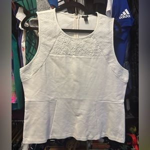 Embroidered peplum top off white